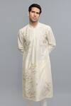 Shop_Rohit Bal_Ivory Chanderi Embroidery Kurta Set _at_Aza_Fashions
