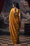 Shop_Studio 113_Yellow Satin, Silk Floral Print Saree _at_Aza_Fashions
