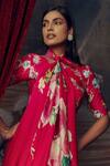 Buy_Studio 113_Magenta Satin, Silk Floral Print Saree _Online_at_Aza_Fashions