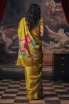Shop_Studio 113_Yellow Satin, Silk Floral Print Saree _at_Aza_Fashions