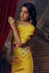 Shop_Studio 113_Yellow Satin, Silk Floral Print Saree _Online_at_Aza_Fashions