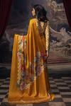 Shop_Studio 113_Orange Satin, Silk Designer Floral Saree _at_Aza_Fashions