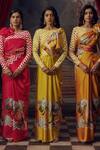Buy_Studio 113_Yellow Satin, Silk Designer Floral Print Saree _Online_at_Aza_Fashions