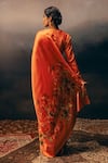 Shop_Studio 113_Orange Satin, Silk Embroidery Valencia Designer Saree _at_Aza_Fashions