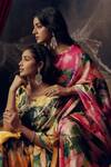 Shop_Studio 113_Yellow Satin, Silk Designer Floral Print Saree _Online_at_Aza_Fashions