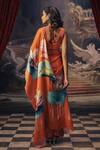 Shop_Studio 113_Orange Satin, Silk Designer Saree _at_Aza_Fashions