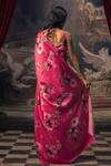 Shop_Studio 113_Fuchsia Satin Floral Silk Designer Saree _at_Aza_Fashions