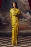 Buy_Studio 113_Yellow Satin, Silk Canary Designer Saree _at_Aza_Fashions