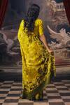 Shop_Studio 113_Yellow Satin, Silk Canary Designer Saree _at_Aza_Fashions