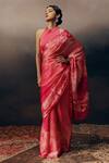 Buy_Studio 113_Fuchsia Satin, Silk Designer Fuschia Pink Saree _at_Aza_Fashions