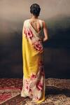 Shop_Studio 113_Yellow Satin, Silk Floral Print Saree _at_Aza_Fashions