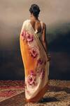Shop_Studio 113_Orange Satin, Silk Designer Floral Saree _at_Aza_Fashions