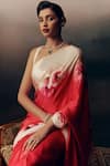 Studio 113_Red Satin, Silk Designer Rani Pink Saree _Online_at_Aza_Fashions