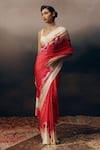 Shop_Studio 113_Red Satin, Silk Designer Rani Pink Saree _Online_at_Aza_Fashions