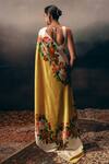 Shop_Studio 113_Yellow Satin, Silk Embroidery Floral Designer Saree _at_Aza_Fashions