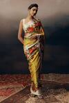 Buy_Studio 113_Yellow Satin, Silk Embroidery Floral Designer Saree _at_Aza_Fashions