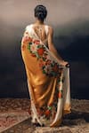 Shop_Studio 113_Orange Satin, Silk Embroidery Floral Designer Saree _at_Aza_Fashions