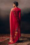 Shop_Studio 113_Pink Satin, Silk Designer Floral Saree _at_Aza_Fashions