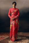 Buy_Studio 113_Pink Satin, Silk Designer Floral Saree _at_Aza_Fashions