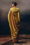 Shop_Studio 113_Yellow Satin, Silk Embroidery Floral Print Designer Saree _at_Aza_Fashions