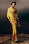 Buy_Studio 113_Yellow Satin, Silk Embroidery Floral Print Designer Saree _at_Aza_Fashions