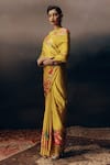 Buy_Studio 113_Yellow Satin, Silk Embroidery Floral Print Designer Saree _Online_at_Aza_Fashions