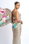 Shop_Studio 113_Beige Satin, Silk Floral Saree _at_Aza_Fashions