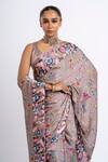 Shop_Studio 113_Beige Satin, Silk Embroidery Floral Designer Saree _Online_at_Aza_Fashions