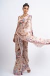 Buy_Studio 113_Blush Satin, Silk Embroidery Floral Saree _at_Aza_Fashions