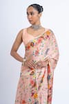 Buy_Studio 113_Blush Satin, Silk Embroidery Floral Print Saree _Online_at_Aza_Fashions