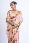 Shop_Studio 113_Blush Satin, Silk Embroidery Floral Print Saree _Online_at_Aza_Fashions