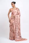Buy_Studio 113_Pink Satin, Silk Embroidery Dusty Rose Designer Saree _at_Aza_Fashions