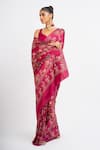Studio 113_Pink Satin, Silk Embroidery Designer Saree _Online_at_Aza_Fashions