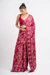 Buy_Studio 113_Pink Satin, Silk Embroidery Designer Saree _at_Aza_Fashions