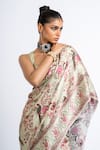 Studio 113_Green Satin, Silk Embroidery Floral Mist Saree _Online_at_Aza_Fashions