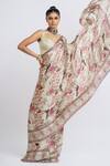 Buy_Studio 113_Green Satin, Silk Embroidery Floral Mist Saree _at_Aza_Fashions