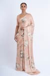 Buy_Studio 113_Blush Satin, Silk Floral Saree _at_Aza_Fashions