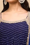 Samyukta Singhania_Navy Georgette Round Neck Printed Blue Anarkali Set _Online_at_Aza_Fashions