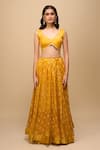 Buy_Samyukta Singhania_Yellow Silk, Chiffon Embroidery Embellished Lehenga Set _Online_at_Aza_Fashions