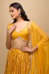 Shop_Samyukta Singhania_Yellow Silk, Chiffon Embroidery Embellished Lehenga Set _Online_at_Aza_Fashions