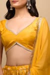 Buy_Samyukta Singhania_Yellow Silk, Chiffon Embroidery Embellished Lehenga Set 