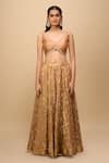 Buy_Samyukta Singhania_Gold Silk, Chiffon Embroidery Embellished Lehenga Set 