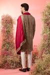 Shop_Kasbah_Maroon Georgette Mirrors Work Kurta With Stole _at_Aza_Fashions