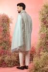 Shop_Kasbah_Blue Georgette Mirrors Powder Work Kurta And Stole _at_Aza_Fashions