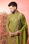 Kasbah_Green Georgette Mirrors Signature Work Kurta Set _Online_at_Aza_Fashions