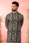 Kasbah_Green Georgette Embroidery Teal Chikankari Kurta With Zari _Online_at_Aza_Fashions