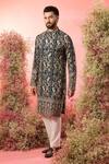 Buy_Kasbah_Green Georgette Embroidery Teal Chikankari Kurta With Zari _at_Aza_Fashions