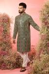 Buy_Kasbah_Green Georgette Mirrors, Zari Work Kurta In Bottle _at_Aza_Fashions