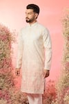 Buy Kasbah Peach Silk Embroidery Ivory Ombre Chikankari Kurta Online at Aza Fashions Buy_Kasbah_Peach Silk Embroidery Ivory Ombre Chikankari Kurta _Online_at_Aza_Fashions