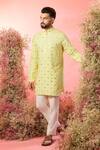 Buy_Kasbah_Yellow Silk Mirrors Work Short Kurta _at_Aza_Fashions